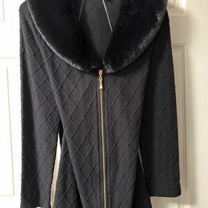 Zipped Tunic Sweater w/ Faux Fur